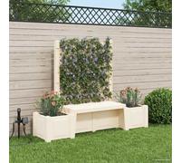 Mangloder - Panca da giardino Copenhagen, bianca, in polipropilene, 173 x 49 x 133,5 cm, con 2 fioriere e traliccio per giardino, giardino, terrazza, resistente alle intemperie, impermeabile