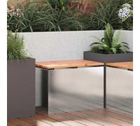 Mangloder - Panca da giardino in acciaio inox con legno Douglas, 60 x 40 x 43 cm, resistente alle intemperie, per terrazza, balcone e giardino, robusta panca in metallo dal design moderno e comoda