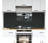 Mangloder - Parete da cucina in vetro temperato grigio scuro, 2 pezzi, 80 x 60 cm, 6 mm, resistente al calore fino a 240 gradi, con 4 fori preforati, per cucina moderna