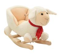 Mangloder - Pecora a dondolo con schienale in peluche, 60 x 32 x 50 cm, per bambini dai 12 mesi, bianco, con base in legno, stabile struttura in metallo, ideale come giocattolo
