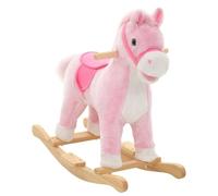 Mangloder - Peluche a dondolo a forma di cavallo rosa, 65 x 32 x 58 cm, sedile in legno, giocattolo per bambini a partire dai 24 mesi