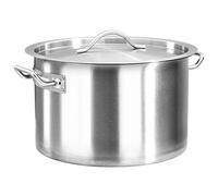 Mangloder Pentola in acciaio inox, 24 l, 36 x 24 cm, con coperchio e 2 manici, grande per zuppa, stufato, verdure, induzione e gas, per cucina, gastronomia e casa, antiruggine