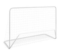 Mangloder - Porta da calcio con rete, 182 x 61 x 122 cm, in acciaio bianco, resistente alle intemperie, portatile, pieghevole, per giardino, campo sportivo, club, scuola, interni, esterni, telaio