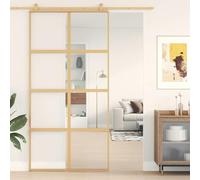 Mangloder - Porta scorrevole dorata, in vetro ESG trasparente, in alluminio, 102,5 x 205 cm, con blocco di alta qualità e guarnizioni per porta di casa, ingresso, ingresso laterale, porta anteriore