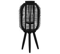 Mangloder Portacandele in bambù nero, 27,5 x 37 cm, contenitore in vetro 10 cm, portacandele autoportante per candele a bastone, candele a colonna, matrimonio, decorazione vintage