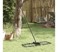 Mangloder - Rastrello di livellamento da giardino, in acciaio verniciato a polvere, nero, superficie spazzolata, 75 x 25 x 200 cm, manico rimovibile, per terreno, scopa per foglie, giardinaggio