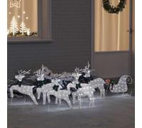 Mangloder - Renna a LED, 7 pezzi, argento, in tessuto, 43 x 18 x 66 cm, alimentazione USB, decorazione natalizia per interni ed esterni protetti, look Art Deco invernale