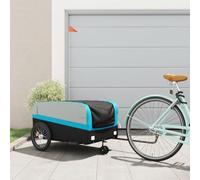 Mangloder Rimorchio Bicicletta Nero Blu 45kg Ferro con Timone Bandiera Sicurezza Pieghevole Ideale per Trasporto Campeggio Famiglia Animali Bagagli Jogger Bambini Cani Shopping Escursione Robusto