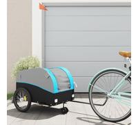 Mangloder Rimorchio Bicicletta Nero Blu 45kg Ferro con Timone Bandiera Sicurezza Pieghevole per Trasporto Campeggio Famiglia Bagagli Cani Bambini Design Robusto Durevole Ideale per Merce Pesanti