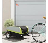 Mangloder Rimorchio Bicicletta Nero e Verde 45kg Ferro con Timone Bandiera Sicurezza Pieghevole Ideale per Trasporto Campeggio Famiglia Bagagli Cani Bambini Materiale Robusto