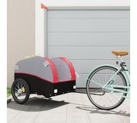 Mangloder Rimorchio Bicicletta Nero Rosso 45kg Ferro con Timone Bandiera Sicurezza Pieghevole per Trasporto Campeggio Famiglia Cani Bambini Bagagli Robusto Durevole Facile da Accoppiare