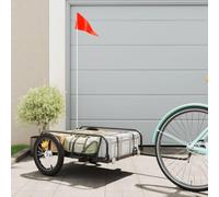 Mangloder - Rimorchio per bicicletta, nero, 126 x 63 x 34 cm, in ferro da 45 kg, con bandiera di sicurezza inclusa, per trasporto, campeggio, gite, famiglia, cani, bambini, bagagli, pieghevole
