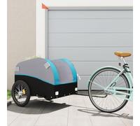 Mangloder Rimorchio per Bicicletta Nero Blu 45kg Ferro Robusto Rimorchio Carichi con Timone Bandiera di Sicurezza Pieghevole Ideale per Trasporto Campeggio Gita Famiglia Bagagli Cani Bambini Shopping