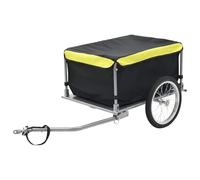 Mangloder - Rimorchio per bicicletta nero e giallo, 65 kg, con timone pieghevole, impermeabile, per pendolari e viaggi a lunga distanza, robusto in acciaio e poliestere, con riflettori e pneumatici a