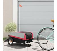 Mangloder Rimorchio per Bicicletta Nero e Rosso 30kg Ferro Robusto Rimorchio Carichi con Timone Bandiera di Sicurezza Adatto per Trasporto, Campeggio, Gite, Famiglia, Animali Domestici, Bagagli