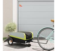 Mangloder Rimorchio per Bicicletta Nero e Verde 30kg Ferro con Timone Bandiera di Sicurezza Pieghevole per Trasporto Campeggio Famiglia Bagagli Cani e Bambini Design Robusto Durevole