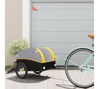 Mangloder Rimorchio per Bicicletta Nero Giallo 30kg Ferro Robusto Rimorchio Carico con Timone Bandiera di Sicurezza per Bagagli Bambini Cani Campeggio Trasporto Design Durevole Attacco Semplice