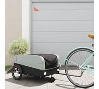 Mangloder Rimorchio per Bicicletta Nero Grigio 45 kg Ferro Robusto Aiuto per il Trasporto per Bagagli Bambini Cani Campeggio Escursioni Famiglie Pieghevole con Timone e Bandiera di Sicurezza