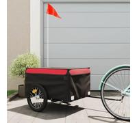 Mangloder Rimorchio per Bicicletta Nero Rosso 45kg Ferro Durevole Leggero Trasporto Ideale per Bagagli Bambini Cani Campeggio Escursioni Gancio Robusto Bandiera di Sicurezza Pieghevole