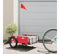 Mangloder Rimorchio per Bicicletta Rosso in Tessuto Oxford e Ferro da 45kg Pieghevole per Famiglia Shopping Campeggio Cani Bambini Include Cintura di Sicurezza, Parapioggia e Frizione