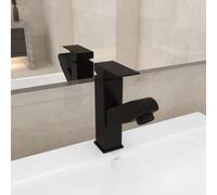 Mangloder - Rubinetto per lavabo con doccetta estraibile, nero, 157 x 172 mm, in acciaio inox ABS, durevole, girevole a 360°, per bagno e cucina, flessibile, facile da pulire, adatto per la casa