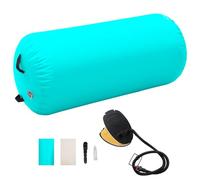 Mangloder - Rullo da ginnastica gonfiabile con pompa, 120 x 90 cm, in PVC, verde, per yoga, pilates, fitness, ginnastica, esercizi, equilibrio, allungamento e relax in palestra o a casa