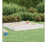 Mangloder - Sabbiera con sedute, quadrata, in legno di pino massiccio, per bambini, per esterni, giardino, terrazza, balcone, robusto giocattolo da giardino, con telone protettivo e panca