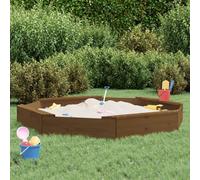 Mangloder - Sabbiera ottagonale con sedili, in legno di pino massiccio, per bambini, per esterni, giocattoli da giardino, sabbiera in legno robusto, resistente alle intemperie