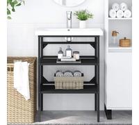 Mangloder - Scaffale per lavabo da bagno, in ferro verniciato a polvere, 59 x 38 x 83 cm, con spazio e montaggio a parete, per lavabo, mobile da bagno, supporto e portasciugamani
