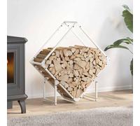 Mangloder Scaffale per legna da ardere, bianco, in acciaio laminato a freddo, 80 x 25 x 80 cm, supporto per legna da ardere, per stoccaggio, asciugatura, ordine, interni ed esterni, portata 100 kg