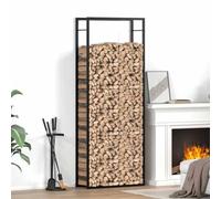 Mangloder - Scaffale per legna da ardere, in acciaio, 80 x 28 x 222 cm, colore: nero opaco