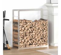 Mangloder Scaffale per legna da ardere in acciaio inox, 80 x 28 x 86 cm, scaffale per legna da ardere, supporto e riparo con supporto da parete, per stufa, braciere, giardino e terrazza