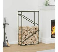 Mangloder - Scaffale per legna da ardere in acciaio laminato a freddo, 60 x 25 x 100 cm, con portata di 100 kg, per stoccaggio, asciugatura, interni ed esterni, colore: verde oliva