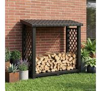 Mangloder - Scaffale per legna da ardere in polipropilene, colore antracite, 114 x 46 x 101 cm, resistente alle intemperie, per terrazza, giardino, esterno, con traliccio laterale e contenitore