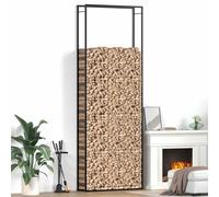 Mangloder Scaffale per legna da ardere, nero opaco, in acciaio, 110 x 28 x 312 cm, per interni ed esterni, con supporto da parete, per stufa a legna, terrazza, cantina