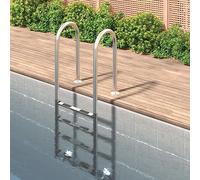 Mangloder Scala per piscina in acciaio inox 304 spazzolato, 54 x 38 x 184,5 cm, 4 gradini antiscivolo, piscina da incasso e vasca idromassaggio, stabile aiuto per l'ingresso per piscina, giardino
