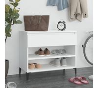 Mangloder Scarpiera bianca in legno 70 x 36 x 60 cm con 2 scomparti e cassetto per corridoio, corridoio, camera da letto, spazio chiuso per riporre scarpe da ginnastica, stivali, pantofole