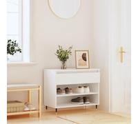 Mangloder Scarpiera bianca in legno con gambe in metallo, 70 x 36 x 60 cm, scarpiera antipolvere con cassetto e ripiano aperto, per corridoio, camera da letto, ordine e conservazione salvaspazio
