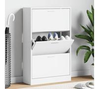 Mangloder Scarpiera bianca lucida, 63 x 24 x 103 cm, in legno con 3 scomparti ribaltabili, salvaspazio e antipolvere, per corridoio, camera da letto, scarpiera chiusa