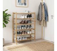 Mangloder Scarpiera in bambù naturale con 6 ripiani, 68 x 28 x 96 cm, salvaspazio e impilabile, ideale per corridoio, corridoio, camera da letto, per riporre in ordine scarpe da ginnastica, stivali e