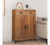 Mangloder Scarpiera in legno di pino massiccio, 75 x 40 x 110 cm, con 2 cassetti e 2 scomparti, piedini in metallo stabili, spazio chiuso per scarpe, per corridoio, camera da letto