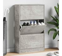Mangloder Scarpiera in legno grigio cemento, 63 x 24 x 103 cm, con 3 ante inclinabili, scarpiera per corridoio, ingresso, guardaroba, organizzazione, cassettiera impilabile