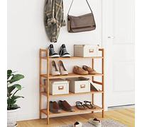 Mangloder - Scarpiera in legno massiccio di noce, con manici, impilabili, salvaspazio, per corridoio, camera da letto, 2 pezzi, 69 x 27 x 41 cm, per riporre in ordine scarpe da ginnastica, stivali