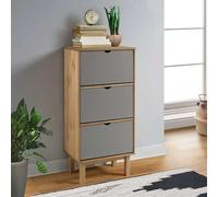 Mangloder - Scarpiera OTTA in legno di pino massiccio marrone e grigio, con 3 cassetti, 55 x 35 x 120 cm, scarpiera per corridoio, ingresso e camera da letto, salvaspazio e stabile