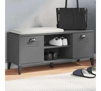 Mangloder - Scarpiera VIKEN antracite, 106 x 35 x 45 cm, in legno con 2 ante e scomparti aperti, panca per corridoio, corridoio, camera da letto, salvaspazio, con maniglie in plastica
