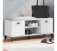 Mangloder - Scarpiera VIKEN bianca, 106 x 35 x 45 cm, in legno con 2 ante e scomparti aperti, maniglie in plastica, salvaspazio, per corridoio, camera da letto, scarpiera, cassettiera