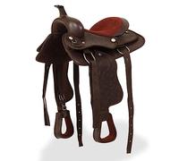 Mangloder - Sella western da 30,5 cm, in vera pelle, con cavezza e pettorale, marrone, per bambini, versatile sella per dressage, salto e fuoristrada, comoda cinghia, robusta sella