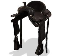 Mangloder - Sella western da 43,2 cm, in vera pelle, con cavezza, pettorale per equitazione, dressage, salto e fuoristrada, comoda sella per cavalli per adulti