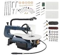 Mangloder - Set di 108 seghe da traforo da 125 W con velocità regolabile, tavolo da lavoro da 252 mm, include lame per sega, spazzole, abrasivi, ideale per la lavorazione del legno, modellismo e