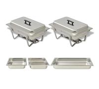 Mangloder - Set di 2 scaldavivande in acciaio inox per buffet, scaldavivande, scaldavivande, bagno marie per catering, buffet, feste, gastronomia, con coperchio, contenitore per tenere al caldo